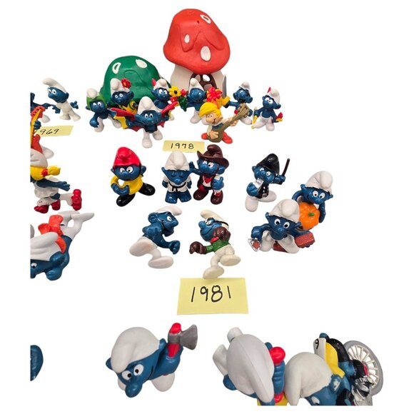 Vtg Smurfs Figurine Collection 1965-1984 Lot of 49 Mushroom House Peyo Schleich - Picture 6 of 16